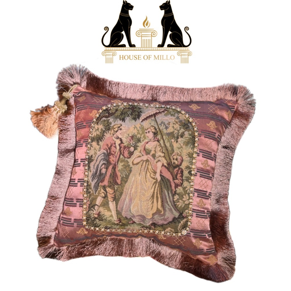 Decorative Luxury Accent Pillow - Pink and Green - Tender is the Dark